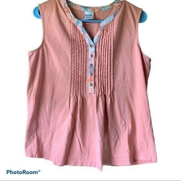 Blair Peach Floral Tank Top | Women Medium - Picture 1 of 7